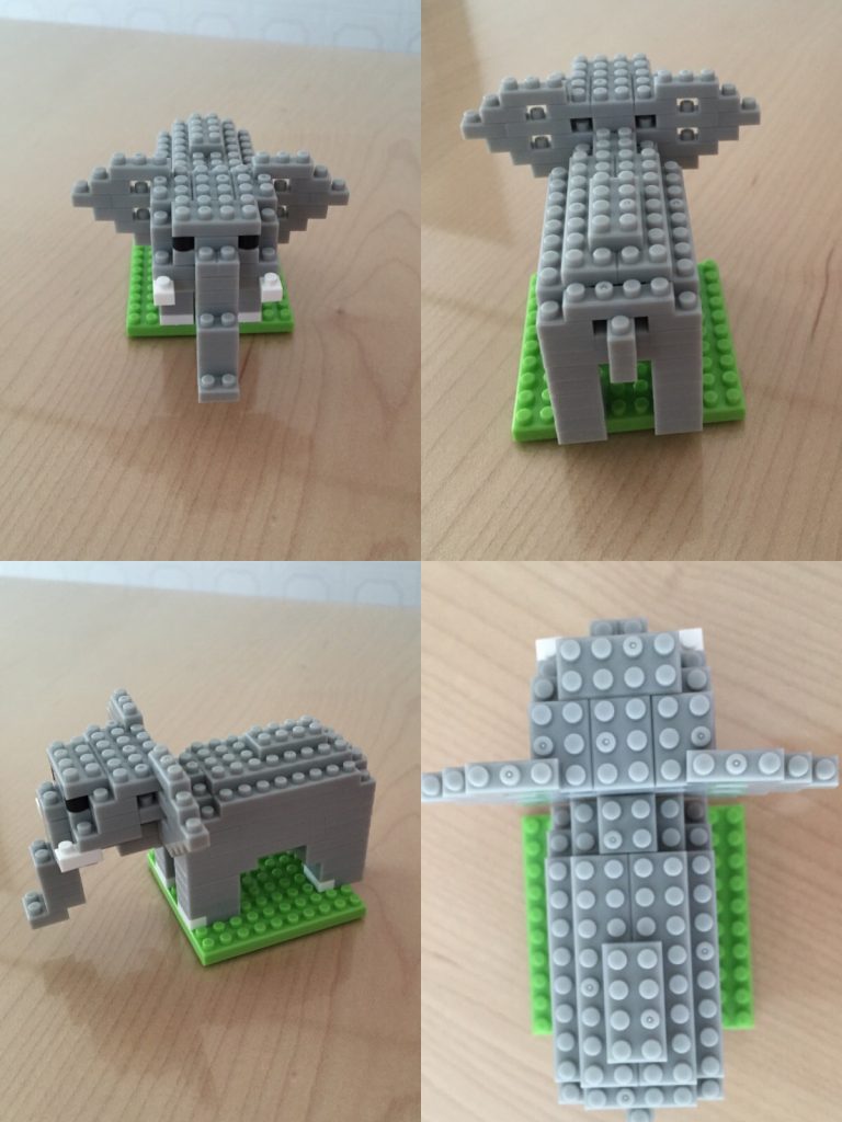 100均ダイソー　プチブロック　ゾウ完成品